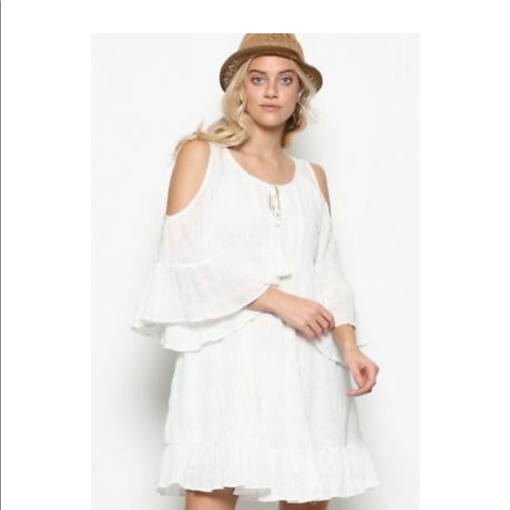 Cold-Shoulder Cotton Dress
